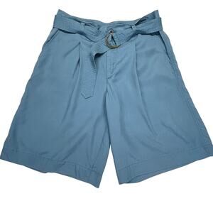 Lauren Ralph Lauren Shorts Womens 8 Cornflower Blue 100% Lyocell Brass Belted